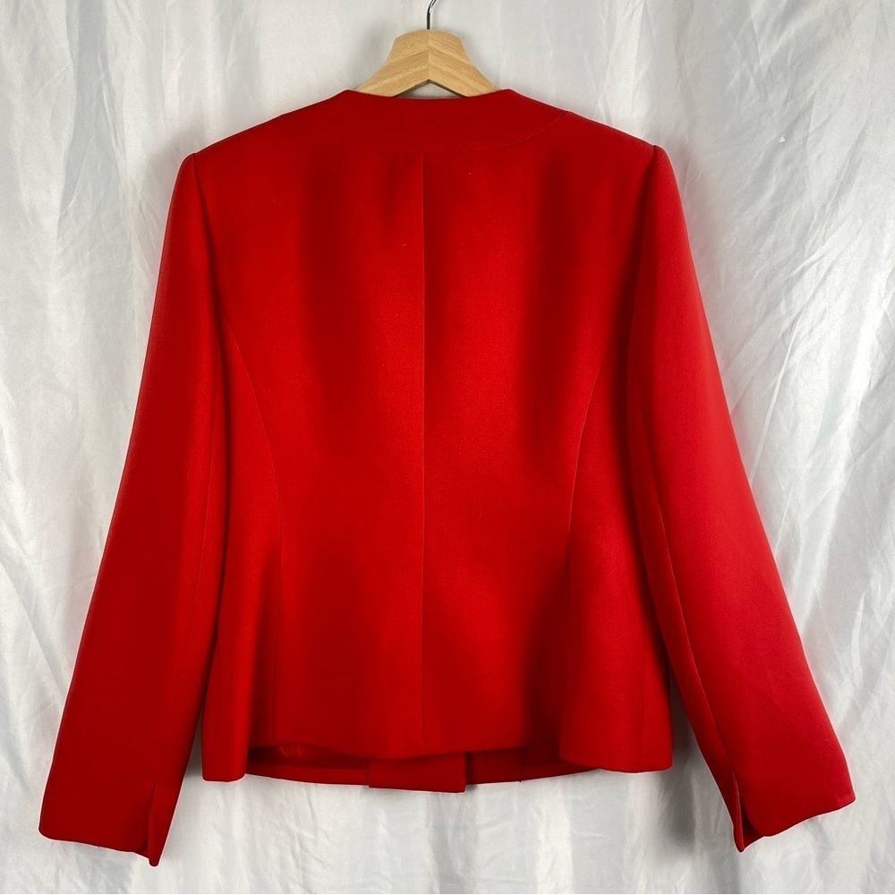 Kasper Size 8 Red Suit Blazer Jacket Open Front Separate Coat Women - Picture 2 of 16